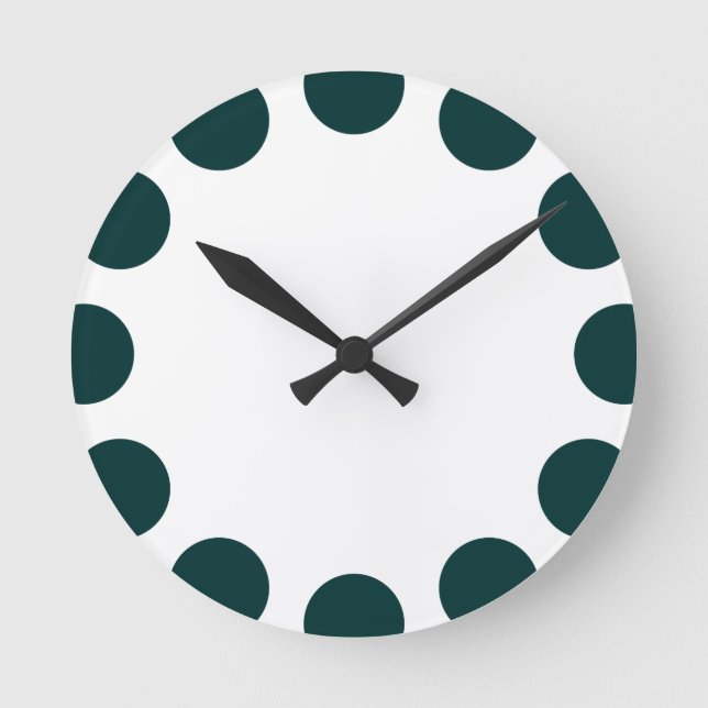 Horloge Ronde Croissant couleur - Vert foncé avec blanc (Recto)