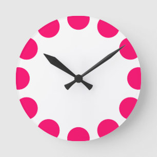 Horloge Ronde Croissant de couleur - rouge au néon avec le blan