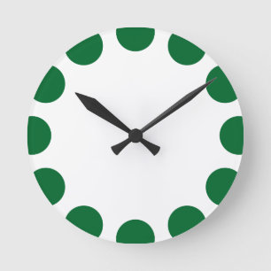 Horloge Ronde Croissant de couleur - Vert de forêt avec blanc