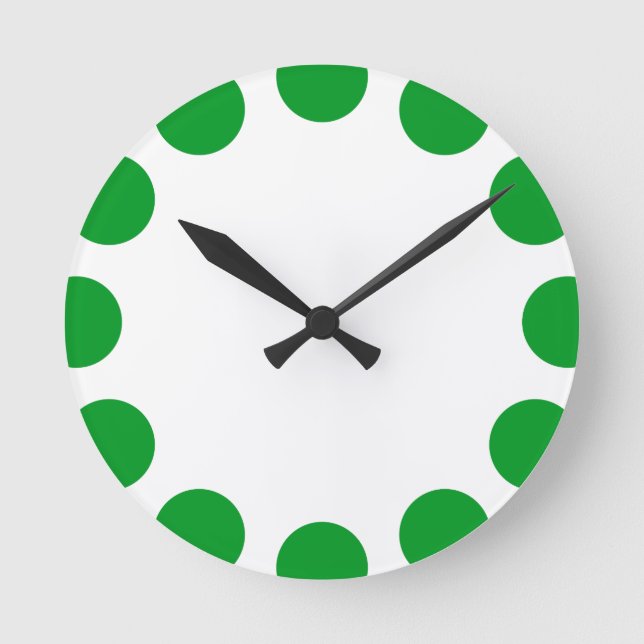 Horloge Ronde Croissant de couleur - Vert d'herbe avec blanc (Recto)
