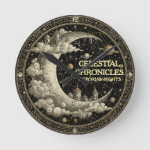 Croissant de lune vintage avec nuages. Rétro victo