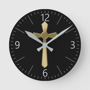 Horloge Ronde Croix chrétienne