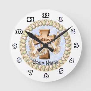Horloge Ronde Croix chrétienne de l'horloge Croire