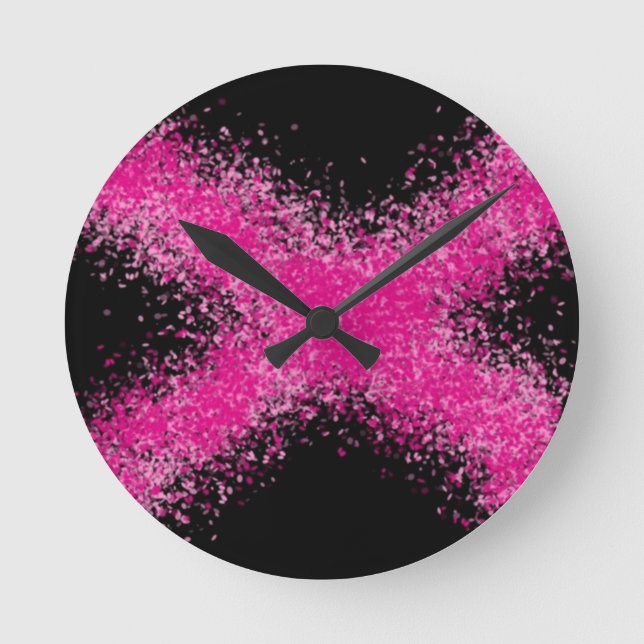 Horloge Ronde Croix de confettis rose parties scintillant choqua (Recto)