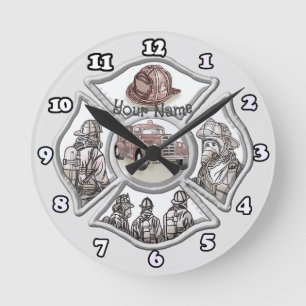 Horloge Ronde Croix de Malte pompier