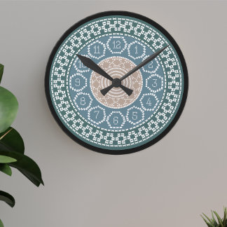 Horloge Ronde Cross Stitched Scandinavian Nordic Knit Wall Clock
