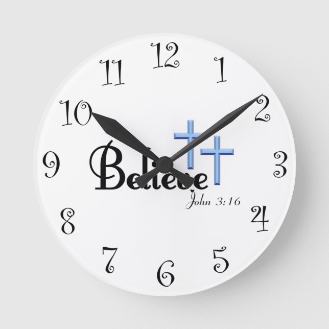 Horloge Ronde Croyez Avec L'Horloge Murale Des Croix Bleues (Recto)