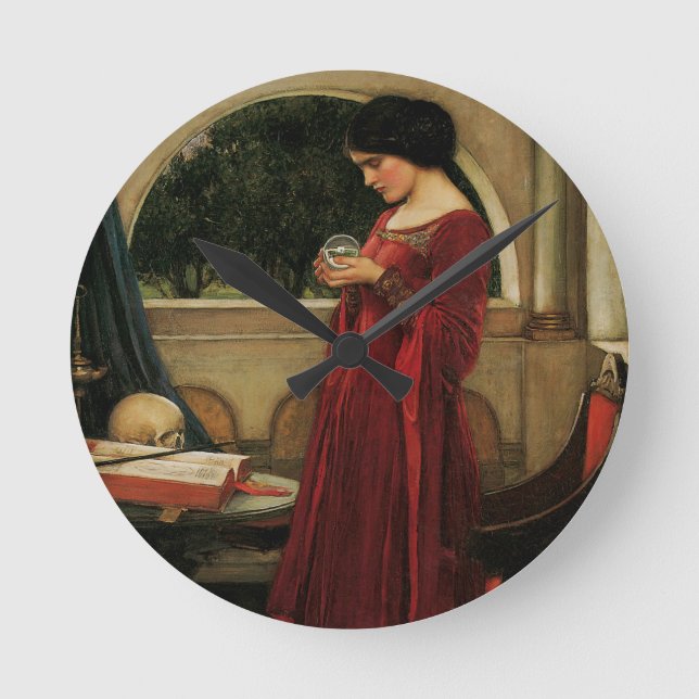 Horloge Ronde Crystal Ball Woman Waterhouse Peinture (Recto)