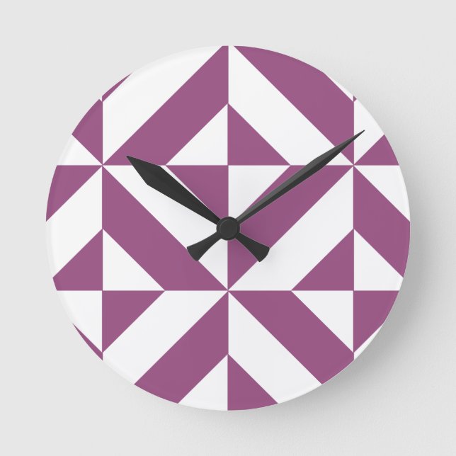 Horloge Ronde Cube Déco géométrique violet chaud (Recto)