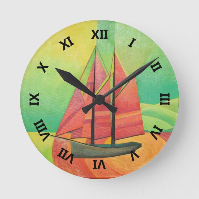 Horloge Ronde Cubist bateau à voile Abstrait Art géométrique (Recto)