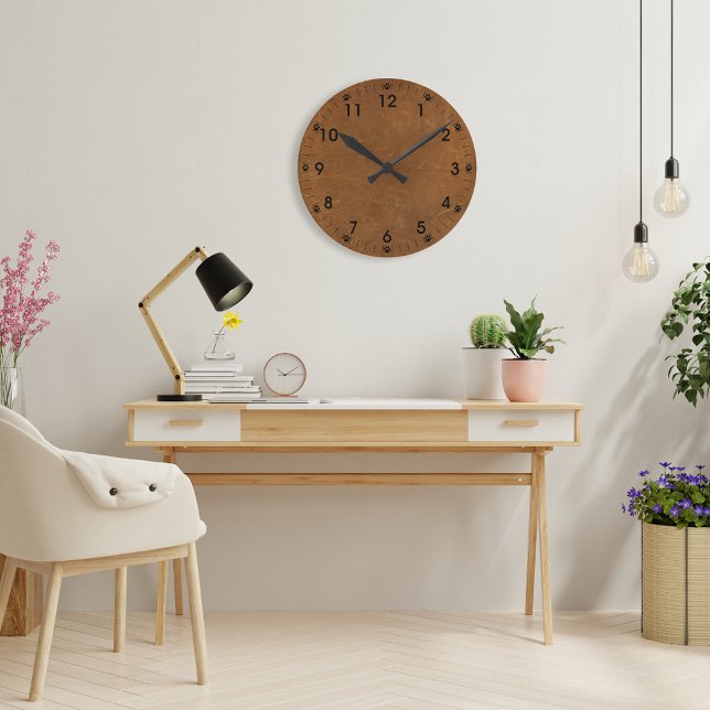 Horloge Ronde Cuir Tan Faux (Créateur téléchargé)