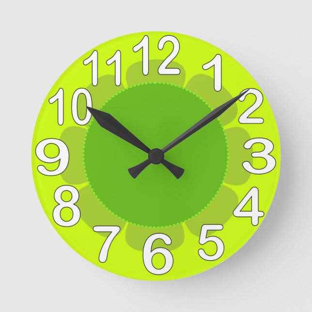 Horloge Ronde Cuisine de campagne verte à la chaux (Recto)