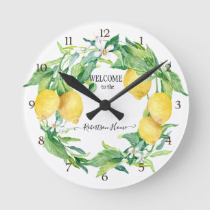Horloge Ronde Cuisine de ferme Citron vert Courbe jaune