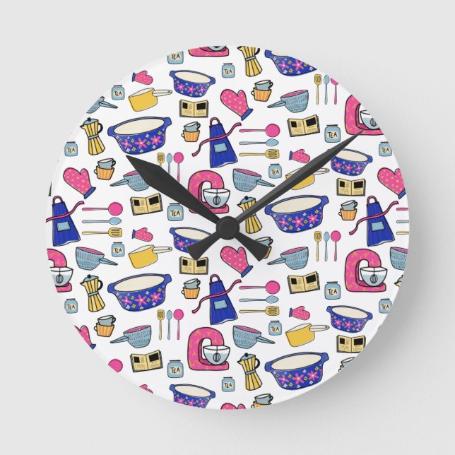 Horloge Ronde Cuisine Lumineuse Ustensiles Cuisinier Cuisinier (Recto)