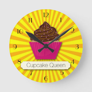 Horloge Ronde Cupcake and Sunshine Personalize Add your Text