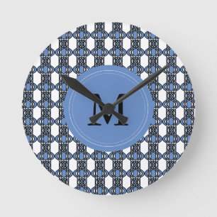 Horloge Ronde Custom Blue Abstract