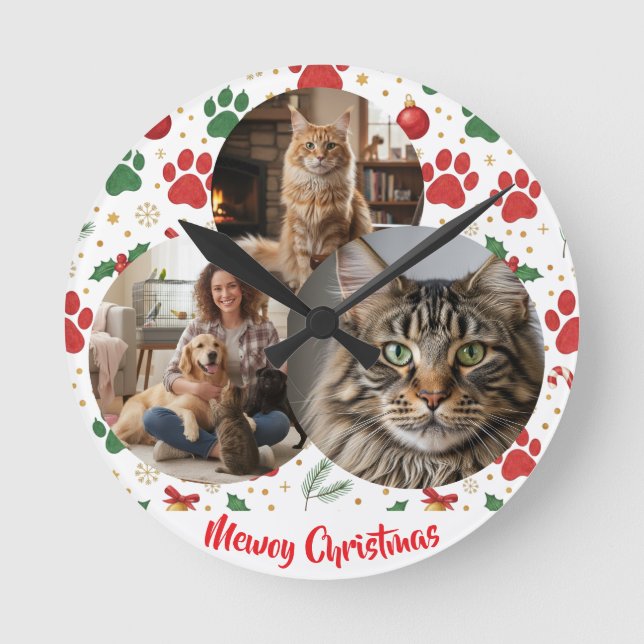 Horloge Ronde Custom Pet Lover Christmas Wall Clock (Recto)