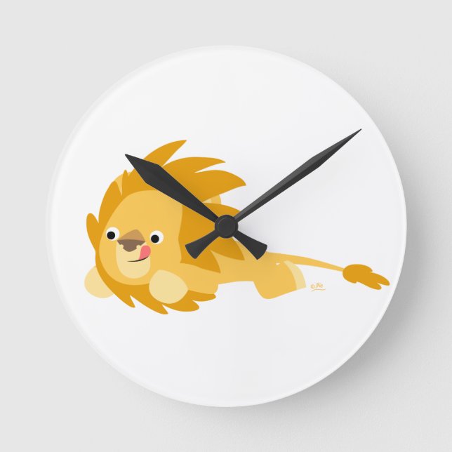 Horloge Ronde Cute Bouncy Cartoon Lion Wall Clock (Recto)
