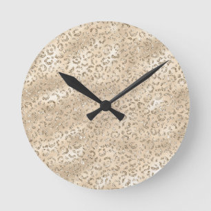 Horloge Ronde Cute brown Cheetah Leopard Skin Print Pattern