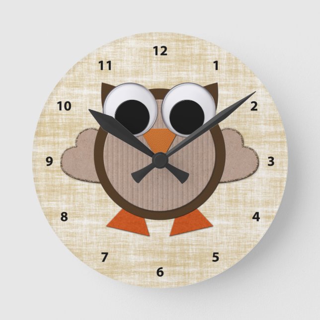 Horloge Ronde Cute Brown Retro (Recto)