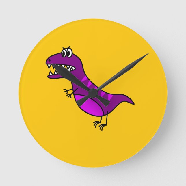 Horloge Ronde Cute cartoon angry purple dinosaure (Recto)