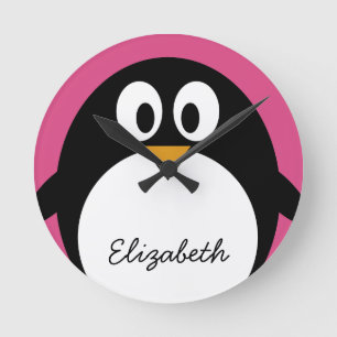 Horloge Ronde cute cartoon penguin witk background