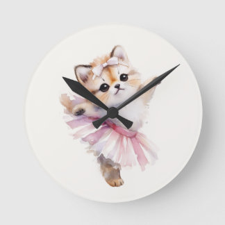 Horloge Ronde Cute Cat Ballerina Nursery Door Sign Personalized