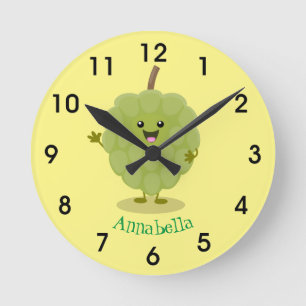 Horloge Ronde Cute custard apple cherimoya cartoon 