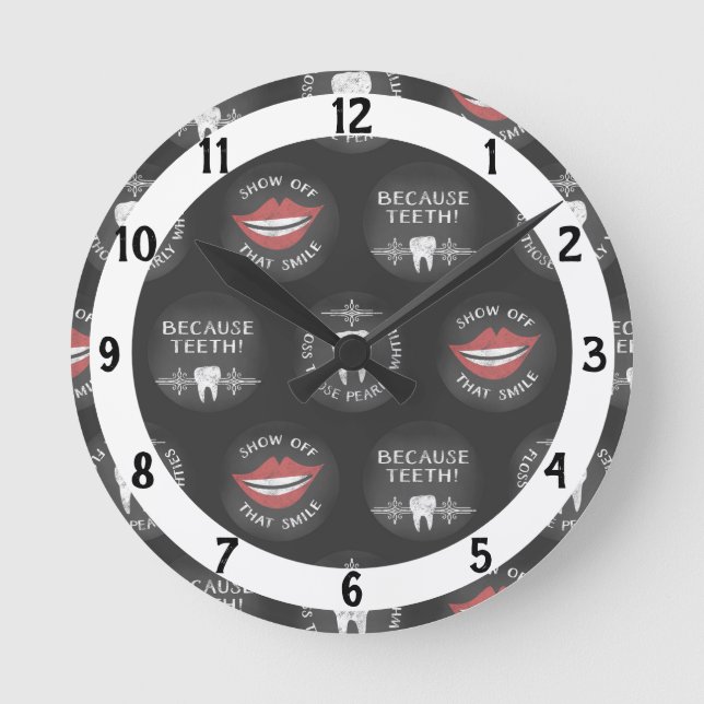 Horloge Ronde Cute Dentist Pattern (Recto)