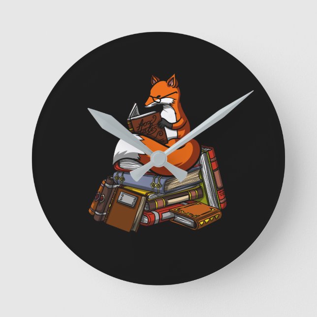 Horloge Ronde Cute Fox livre animal de lecture (Recto)