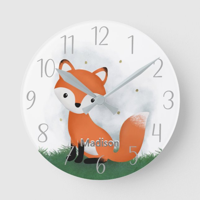 Horloge Ronde Cute Fox Personnalisé Genre Neutre (Recto)