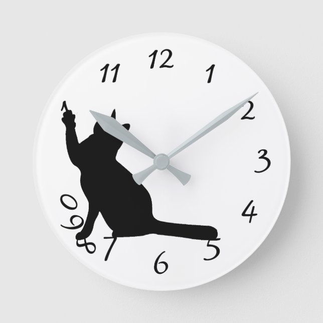 Horloge Ronde Cute funny black cat playing with numbers clock (Recto)