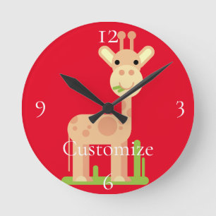 Horloge Ronde Cute Giraffe Munching Thunder_Cove