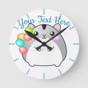 Horloge Ronde Cute Grey Kawaii Hamster