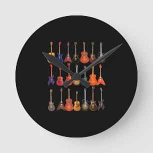 Horloge Ronde Cute Guitare Rock Et Roulez Instruments De Musique