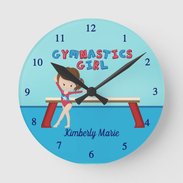 Horloge Ronde Cute Gymnastique Girl Custom Kids Gymnaste Chambre (Recto)