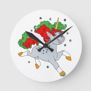 Horloge Ronde Cute jolly unicorn