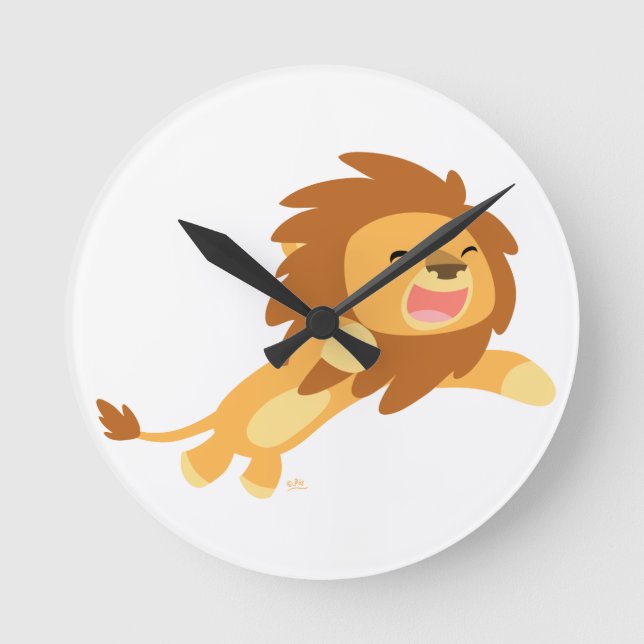 Horloge Ronde Cute Joyful Cartoon Lion Wall Clock (Recto)