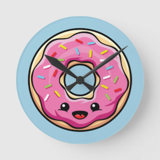 Horloge Ronde Cute Kawaii Donut rose