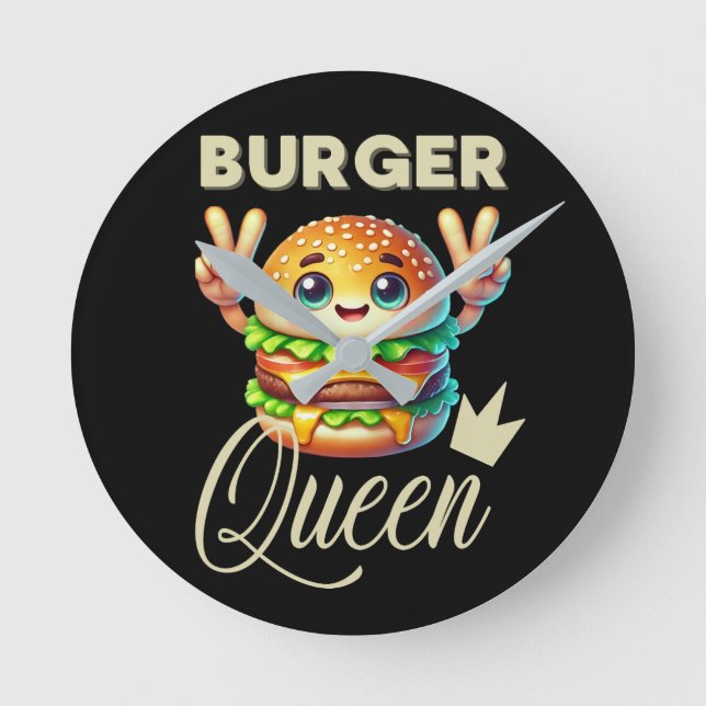 Horloge Ronde Cute Kawaii Hamburger (Recto)