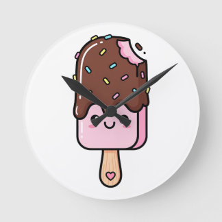 Horloge Ronde Cute Kawaii Smiling Popsicle