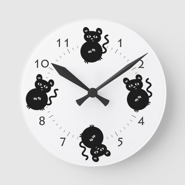Horloge Ronde Cute Little Mouse Chambre pour enfant (Recto)