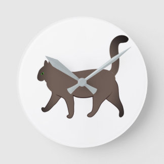Horloge Ronde Cute Minimalist Cat Graphic | Simple Walking Cat