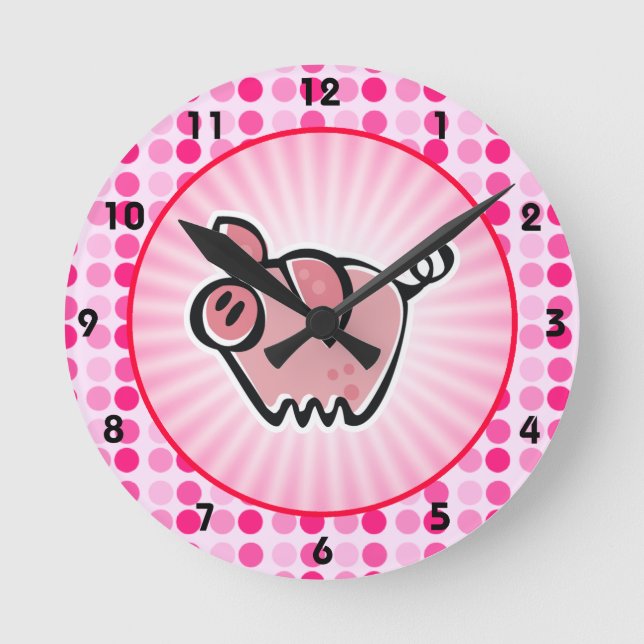 Horloge Ronde Cute Pig (Recto)