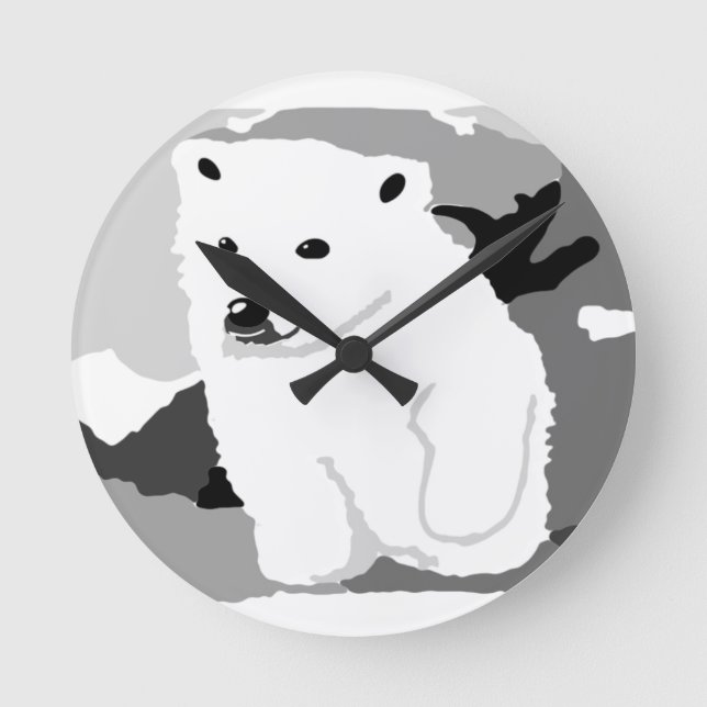 Horloge Ronde Cute Polar ours art cadeaux et accessoires (Recto)