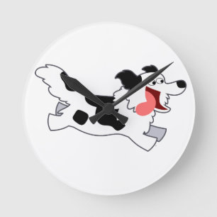 Horloge Ronde Cute Running Cartoon Border Collie Wall Clock