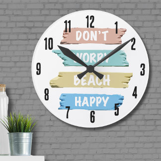 Horloge Ronde Cute Simple Pastel Ne vous inquiétez pas BEACH Hap