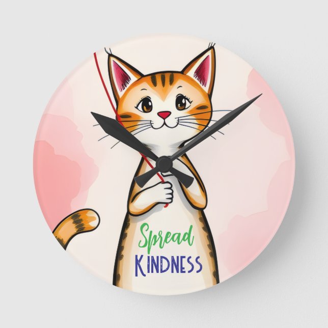 Horloge Ronde Cute Spread Kindness Cat Clock (Recto)