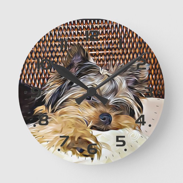 Horloge Ronde Cute Teacup Yorkie Yorkshire (Recto)