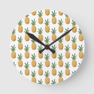 Horloge Ronde Cute Tropical Pineapple Pattern Round Clock